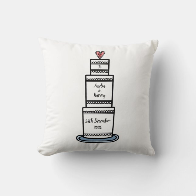 Almofada Presente de Ilustração de Bolo de Casamento Person (Frente)
