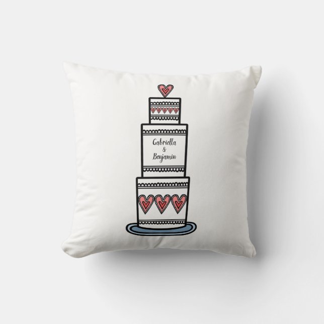 Almofada Presente de Ilustração de Bolo de Casamento Person (Frente)