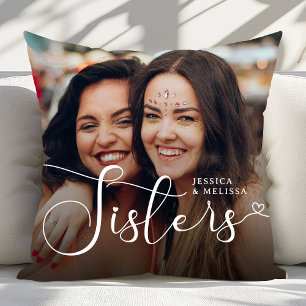 Almofada Presente de Irmãs de Fotografias de Script Moderno