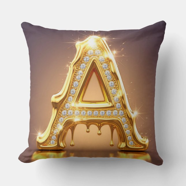 Almofada Presente de Monograma com Diamantes e Letra A em O (Frente)