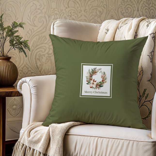 Almofada Presente de Natal com nome da família em pastel te (Soft earthy pastel family name Christmas gift pillow

)