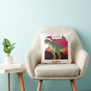 Almofada presente de natal de dinossauro, nome personalizad