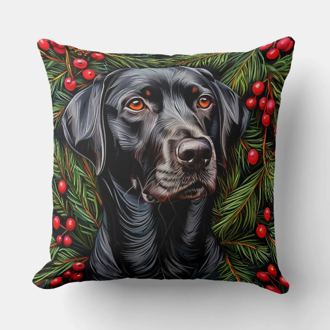 Almofada Presente de Natal para Amantes de Cães Labrador (Frente)