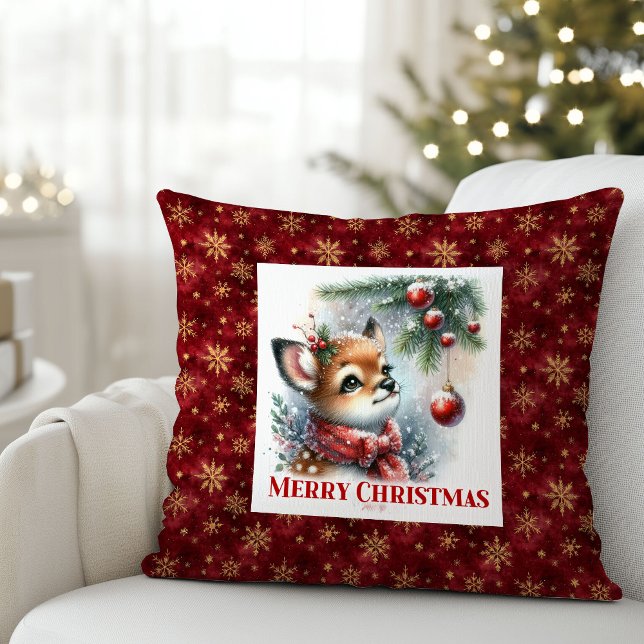 Almofada Presente de Natal para Crianças, Veado Bebê Modern (Modern Baby Deer Snowy Forest Kids Gift Christmas Pillow

)