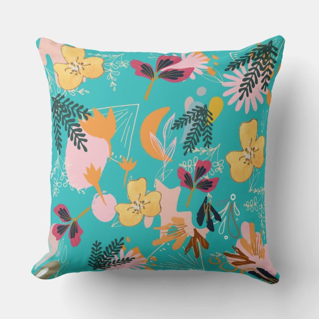 Almofada Presente de padrões de flor azul para ela (Frente)