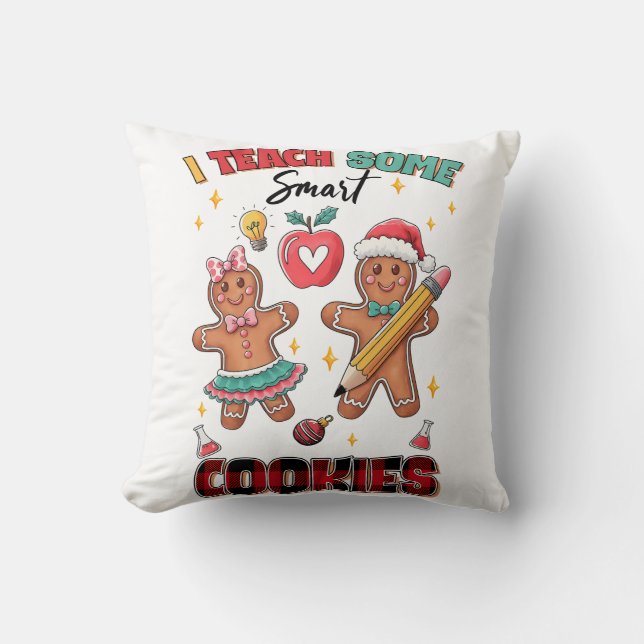 Almofada Presente de Professor | Eu Ensino Alguns Biscoitos (Frente)