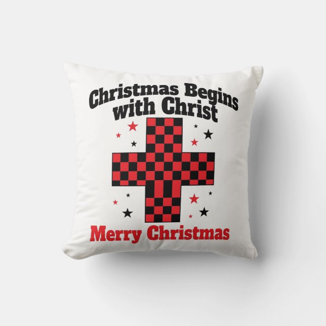 Almofada Presente de Travesseiro Natal Começa Com Cristo (Frente)