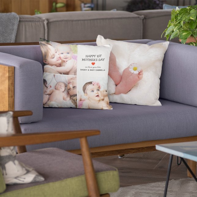Almofada Presente do primeiro Dia de as mães | Colagem de F (Criador carregado)