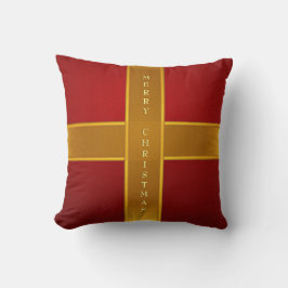 Almofada Presente embrulhado em vermelho e dourado com desi