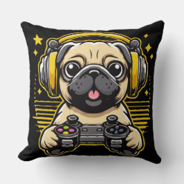 Almofada Presente no jogo Gamer Pug Gaming Pugs