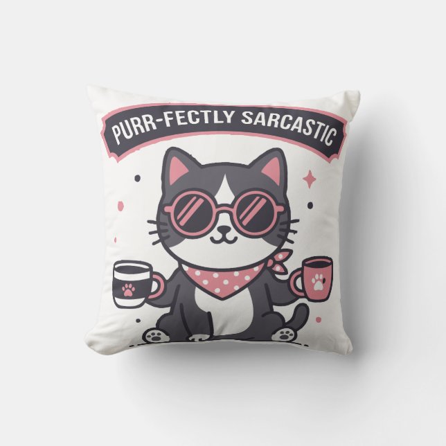 Almofada Presente para amante de café com bandana de gato s (Frente)