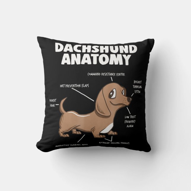 Almofada Presente para cães| Anatomia Dachshund Funny Weine (Frente)