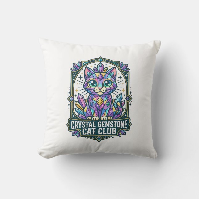 Almofada Presente para Mãe de Gato com Cristal Gemstone - C (Frente)