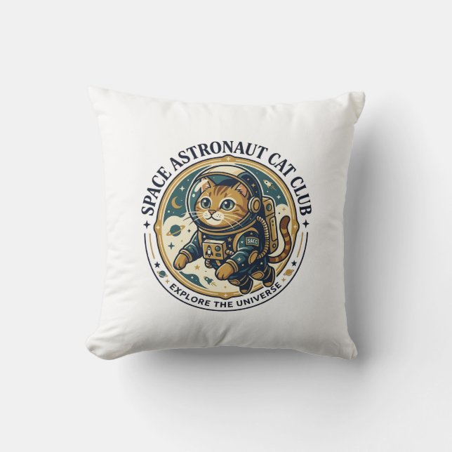Almofada Presente para Pai de Gato Astronauta Espacial - As (Frente)