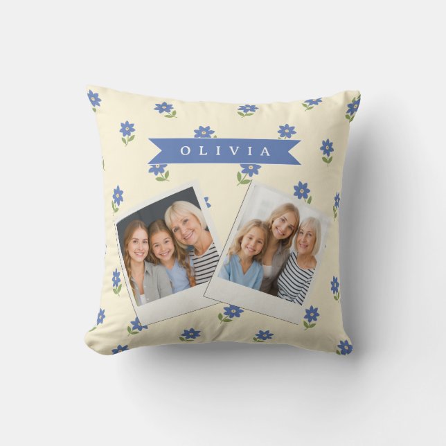 Almofada Presente Personalizado com Nome e Padrão de Flor S (Frente)
