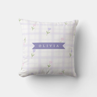 Almofada Presente Personalizado com Nome Floral Xadrez Lava
