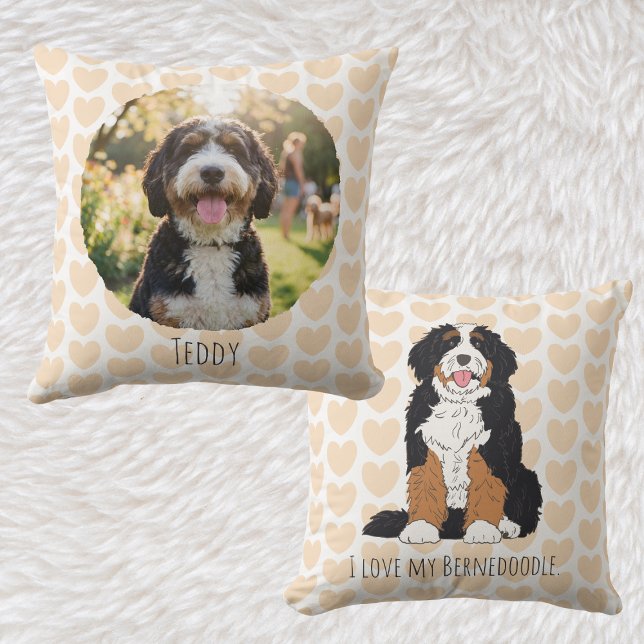 Almofada Presente Personalizado de Bernedoodle com Foto par (Criador carregado)