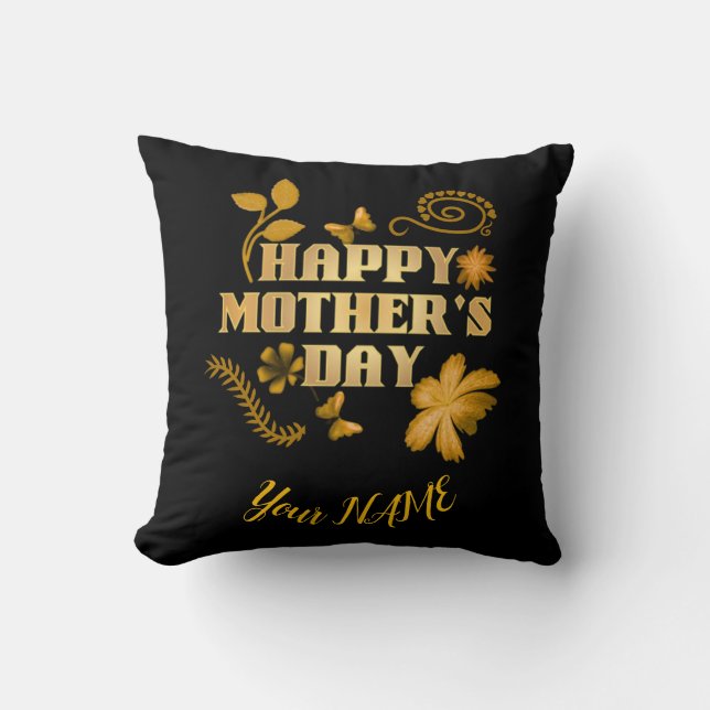 Almofada Presente personalizado de Dia das Mães em ouro com (Frente)