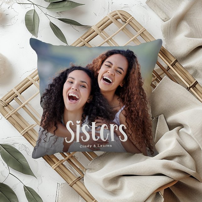 Almofada Presente Personalizado de Irmãs Foto Fofa de Irmã  (Criador carregado)
