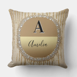 Almofada Presente Personalizado de Ouro com Monograma para 