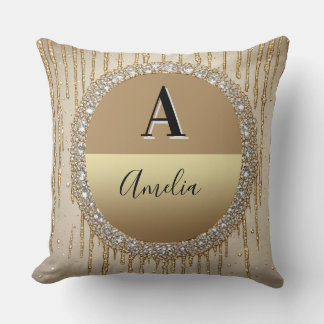 Almofada Presente Personalizado de Ouro com Monograma para 
