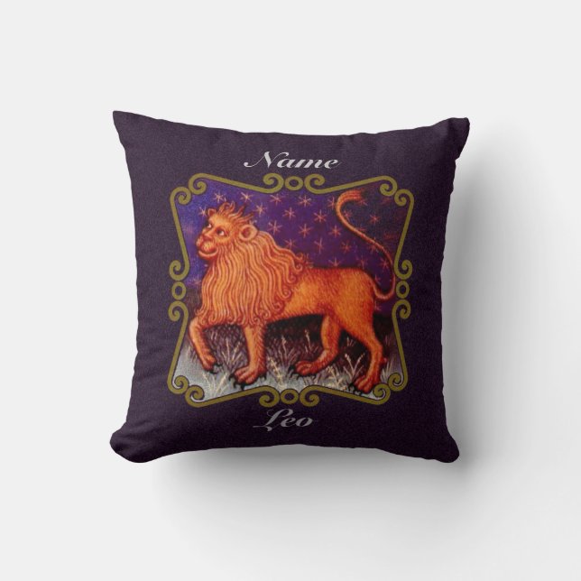 Almofada Presente personalizado de sinal de Leo Zodiac, leã (Frente)