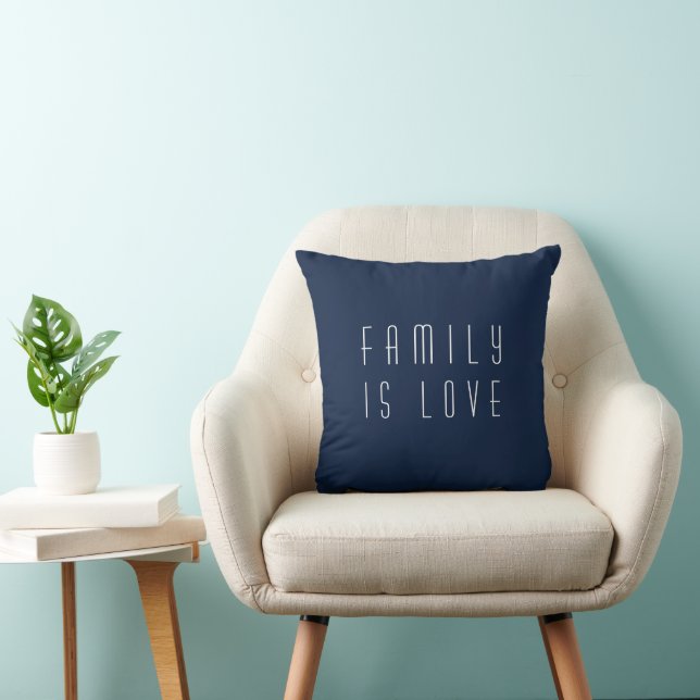 Almofada Presente Personalizado Família é Amor Azul Marinho (Cadeira)
