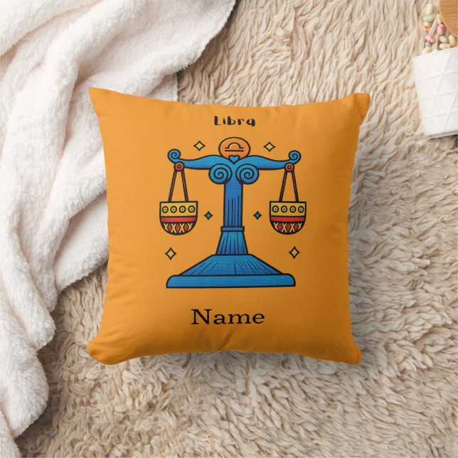 Almofada Presente Personalizado Libra Zodíaco Retro Pop Art (Cobertor)