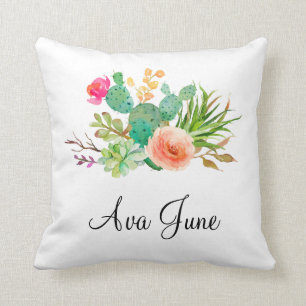 Almofada Presente Personalizado Para Menina, Nome De Cactus