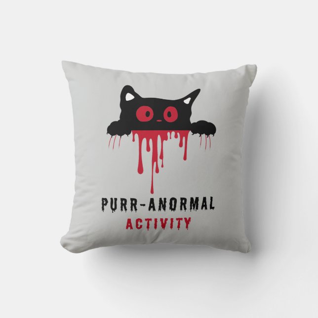 Almofada Presente Preto para Gato e Sangue Vermelho Purr-an (Frente)