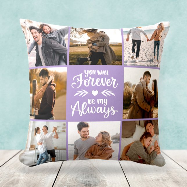Almofada Presente Roxo de Colagem de Fotos Moderna Elegante (Criador carregado)