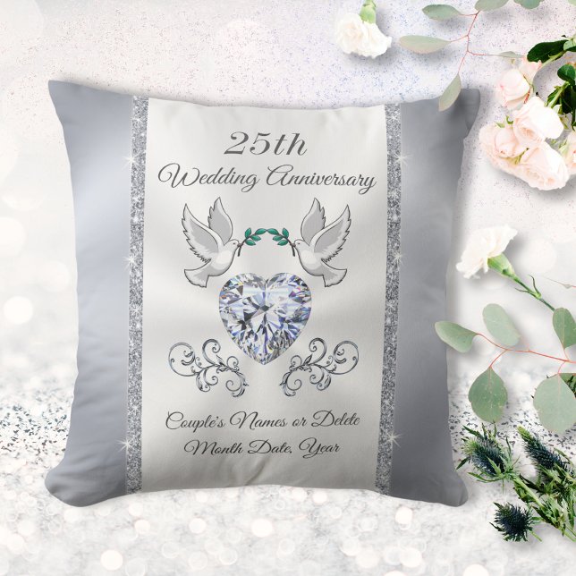 Almofada Presente tradicional de 25 anos personalizado (25 year anniversary gifts. 25th anniversary pillow. Traditional gift for 25th wedding anniversary.  )