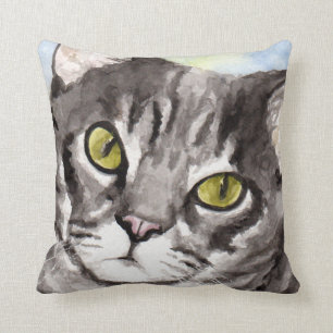 Almofada Presentes cinzentos do gato de gato malhado