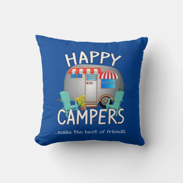 Almofada Presentes de acampamento|Feliz Camper (Frente)