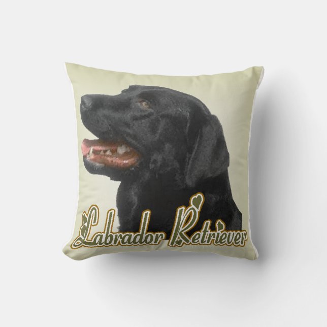 Almofada Presentes de Arte Preto Labrador Retriever (Frente)