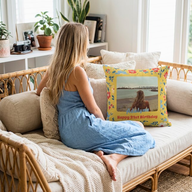 Almofada Presentes de Fotos de Flores Fofas para Menina de  (Cute Flowers Photo Gifts for 21 Year Old Female Throw Pillow)