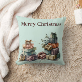 Almofada Presentes de Natal em Aquarela 