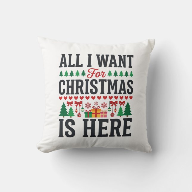 Almofada Presentes de Natal Tipografia de Férias Design (Frente)