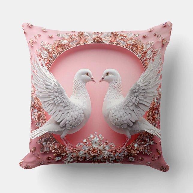 Almofada Presentes de Noiva Pombas de Casamento (Frente)