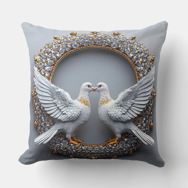 Almofada Presentes de pombas de casamento para casais (Frente)