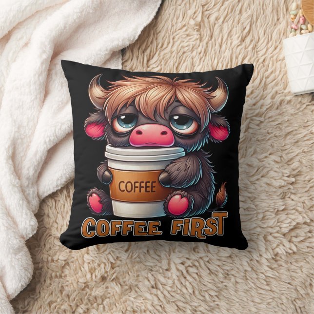 Almofada Presentes para Amantes de Café Primeiro Café (Cobertor)