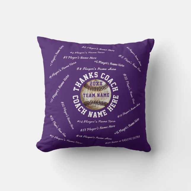 Almofada Presentes Personalizados de Beisebol Roxo e Branco (Frente)