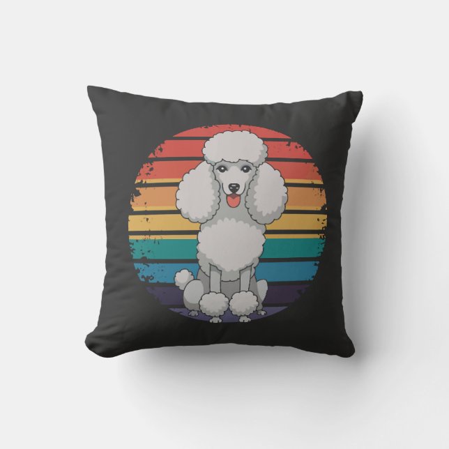 Almofada Presentes Retro de Cão Amante de Poodle para Homen (Frente)