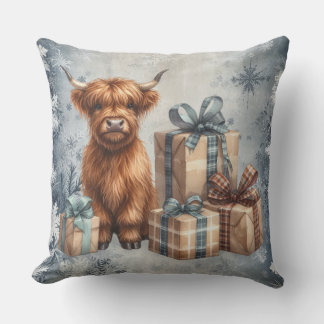 Almofada Presentes Vaca Highland Inverno Azul