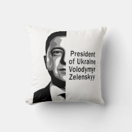 Almofada Presidente ucraniano Zelenskyy Half Retrato B&W Ar
