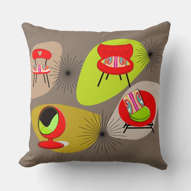 Almofada Presilhas de Retro de Meio século Moderno (Frente)