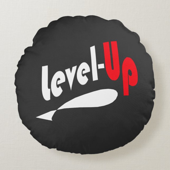 Almofada preta redonda Level-Up (Frente)