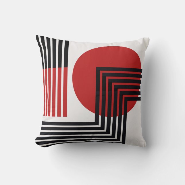 Almofada Preto abstrato moderno do travesseiro, vermelho, (Frente)