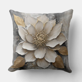 Almofada Preto Branco Cinza Dourado Estampa de Flor