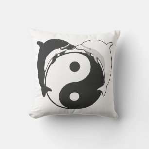 Almofada Preto/branco dos golfinhos de Yin Yang